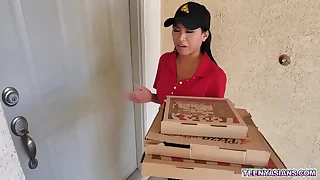 About with Romero and Rion King wants some pizza and Ember Snow delivered it fresh and hot with an extra threesome service&period;