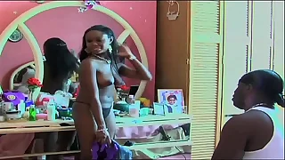big titted funereal actress walks around scanty on moive set at end of photograph